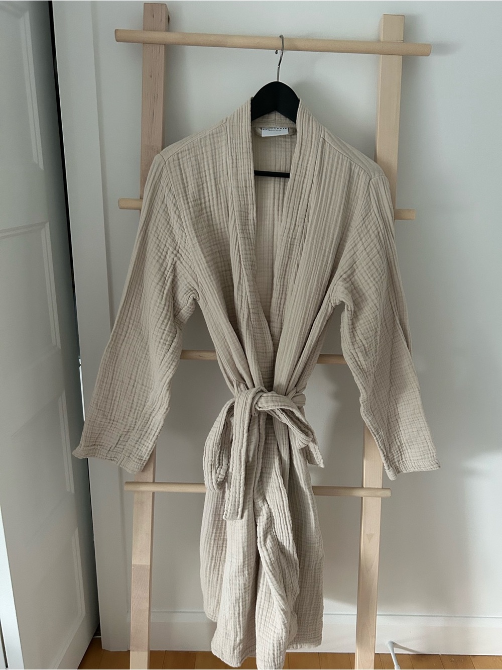 Parachute Textured Cotton Robe in Light Beige